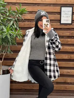 پالتو چهارخونه داخل خز کد 2240 خریدحضوری و انلاین در ونوس مد