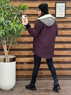 پالتو چهارخونه داخل خز کد 2240 خریدحضوری و انلاین در ونوس مد