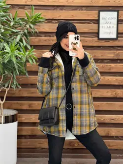 پالتو چهارخونه داخل خز کد 2240 خریدحضوری و انلاین در ونوس مد