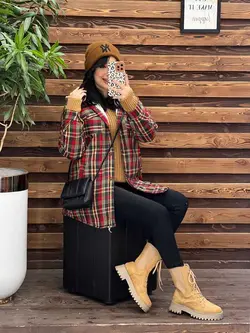 پالتو چهارخونه داخل خز کد 2268 خریدحضوری و انلاین در ونوس مد