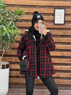 پالتو چهارخونه داخل خز کد 2268 خریدحضوری و انلاین در ونوس مد