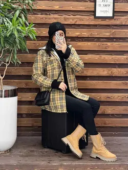 پالتو چهارخونه داخل خز کد 2268 خریدحضوری و انلاین در ونوس مد