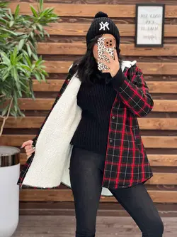 پالتو چهارخونه داخل خز کد 2268 خریدحضوری و انلاین در ونوس مد