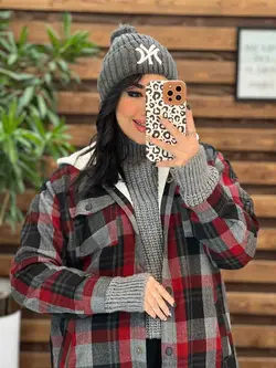 پالتو چهارخونه داخل خز کد 2268 خریدحضوری و انلاین در ونوس مد