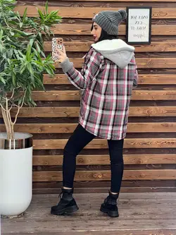 پالتو چهارخونه داخل خز کد 2268 خریدحضوری و انلاین در ونوس مد