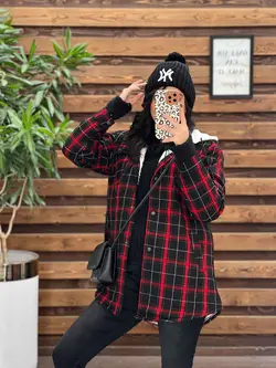 پالتو چهارخونه داخل خز کد 2268 خریدحضوری و انلاین در ونوس مد