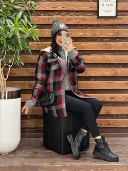 پالتو چهارخونه داخل خز کد 2268 خریدحضوری و انلاین در ونوس مد