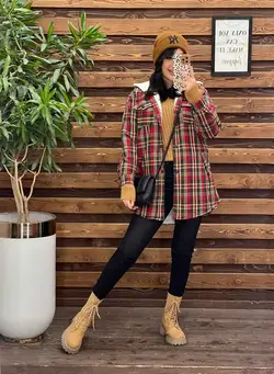 پالتو چهارخونه داخل خز کد 2268 خریدحضوری و انلاین در ونوس مد