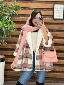 پالتو چهارخونه یقه خز کد 2319 شیک و خاص در مجموعه ونوس مد