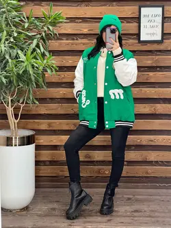 کاپشن بیسبالی آستین چرم کد 2334 شیک و خاص درمجموعه ونوس مد