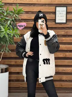 کاپشن بیسبالی آستین چرم کد 2334 شیک و خاص درمجموعه ونوس مد