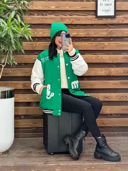 کاپشن بیسبالی آستین چرم کد 2334 شیک و خاص درمجموعه ونوس مد