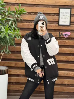 کاپشن بیسبالی آستین چرم کد 2334 شیک و خاص درمجموعه ونوس مد