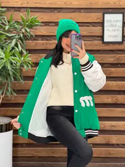 کاپشن بیسبالی آستین چرم کد 2334 شیک و خاص درمجموعه ونوس مد