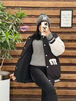 کاپشن بیسبالی آستین چرم کد 2334 شیک و خاص درمجموعه ونوس مد