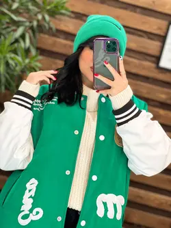 کاپشن بیسبالی آستین چرم کد 2334 شیک و خاص درمجموعه ونوس مد