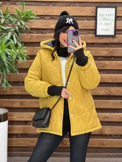 کاپشن لوزی دوزی کلاهدار کد 2366 شیک و خاص درمجموعه ونوس مد