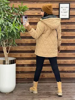 کاپشن لوزی دوزی کلاهدار کد 2366 شیک و خاص درمجموعه ونوس مد