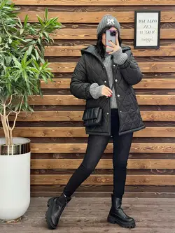 کاپشن لوزی دوزی کلاهدار کد 2366 شیک و خاص درمجموعه ونوس مد