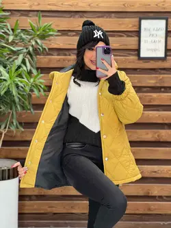 کاپشن لوزی دوزی کلاهدار کد 2366 شیک و خاص درمجموعه ونوس مد