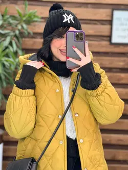 کاپشن لوزی دوزی کلاهدار کد 2366 شیک و خاص درمجموعه ونوس مد