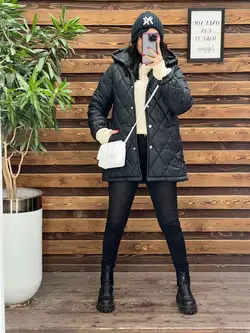 کاپشن لوزی دوزی کلاهدار کد 2366 شیک و خاص درمجموعه ونوس مد