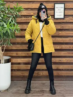 کاپشن لوزی دوزی کلاهدار کد 2366 شیک و خاص درمجموعه ونوس مد