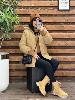 کاپشن لوزی دوزی کلاهدار کد 2366 شیک و خاص درمجموعه ونوس مد