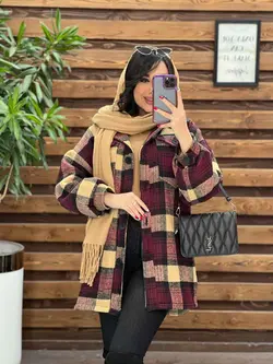 خرید اینترنتی پالتو چهارخونه جیب پاکتی داخل خز کد 2371 ونوس