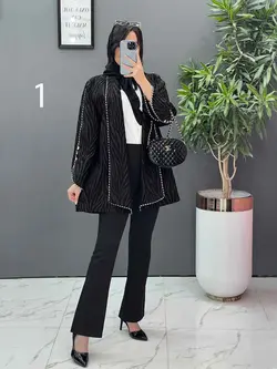 مانتو مغزی دوزی آستین دکمه کد 2449 شیک و خاص در ونوس مد