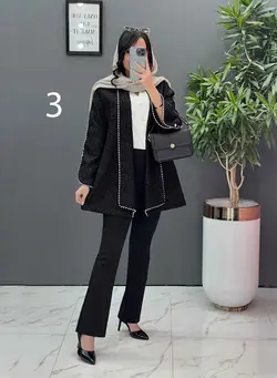 مانتو مغزی دوزی آستین دکمه کد 2449 شیک و خاص در ونوس مد