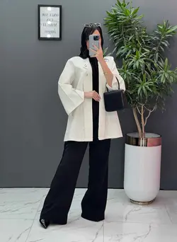 خرید اینترنتی مانتو ژاکارد یقه دکمه دار کد 2453 در ونوس مد