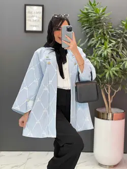 خرید اینترنتی مانتو ژاکارد یقه دکمه دار کد 2453 در ونوس مد