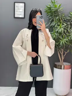 خرید اینترنتی مانتو ژاکارد یقه دکمه دار کد 2453 در ونوس مد