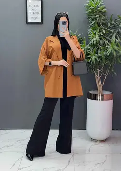 خرید مانتو ژاکارد آستین لاله کد 2464 شیک و خاص در ونوس مد