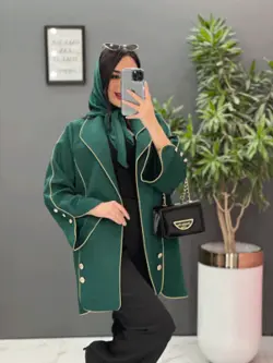 خرید اینترنتی مانتو ژاکارد بغل دکمه کد 2470 فروشگاه ونوس