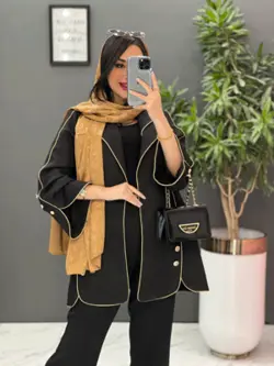 خرید اینترنتی مانتو ژاکارد بغل دکمه کد 2470 فروشگاه ونوس