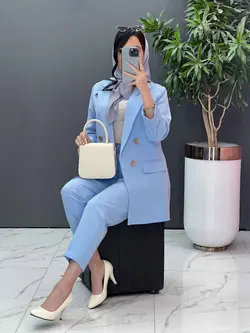 خرید اینترنتی ست کت و شلوار آستین پاکتی کد 2477 در ونوس مد