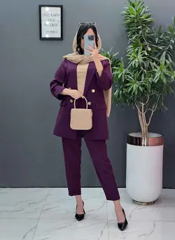 خرید اینترنتی ست کت و شلوار آستین پاکتی کد 2477 در ونوس مد