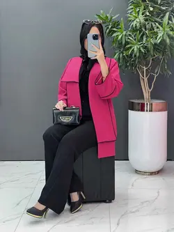 مانتو یقه دوبل مغزی دوزی کد 2484 شیک و خاص در مجموعه ونوس مد