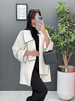 مانتو یقه دوبل مغزی دوزی کد 2484 شیک و خاص در مجموعه ونوس مد