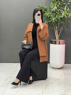 مانتو یقه دوبل مغزی دوزی کد 2484 شیک و خاص در مجموعه ونوس مد