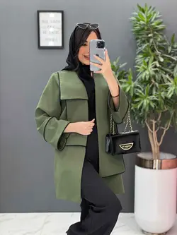 مانتو یقه دوبل مغزی دوزی کد 2484 شیک و خاص در مجموعه ونوس مد