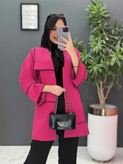 مانتو یقه دوبل مغزی دوزی کد 2484 شیک و خاص در مجموعه ونوس مد