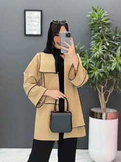 مانتو یقه دوبل مغزی دوزی کد 2484 شیک و خاص در مجموعه ونوس مد