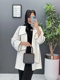 مانتو یقه دوبل مغزی دوزی کد 2484 شیک و خاص در مجموعه ونوس مد