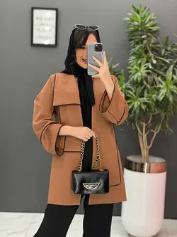 مانتو یقه دوبل مغزی دوزی کد 2484 شیک و خاص در مجموعه ونوس مد