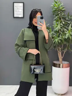 مانتو یقه دوبل مغزی دوزی کد 2484 شیک و خاص در مجموعه ونوس مد