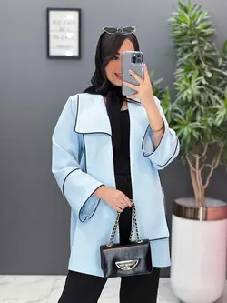 مانتو یقه دوبل مغزی دوزی کد 2484 شیک و خاص در مجموعه ونوس مد