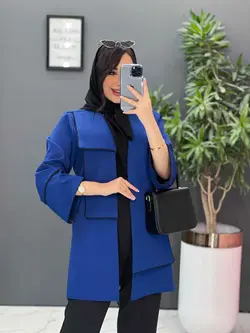 مانتو یقه دوبل مغزی دوزی کد 2484 شیک و خاص در مجموعه ونوس مد